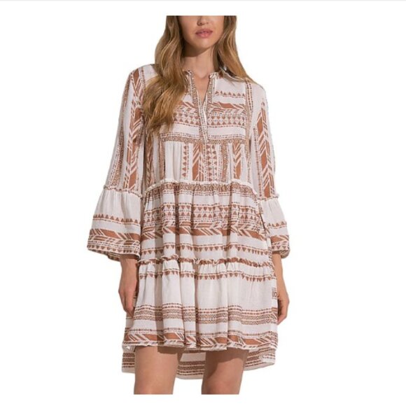 ELAN TIERED BOHO BELL SLEEVES DRESS Size M/L - Picture 1 of 7
